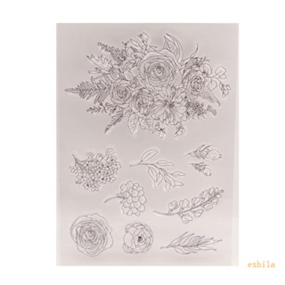 Exhila แสตมป์ซิลิโคนใส รูปดอกไม้ สําหรับตกแต่งสมุดภาพ อัลบั้มรูป DIY