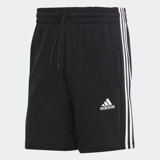 adidas ไลฟ์สไตล์ กางเกงผ้าเฟรนช์เทอร์รีย์ขาสั้น Essentials 3-Stripes ผู้ชาย สีดำ IC9435