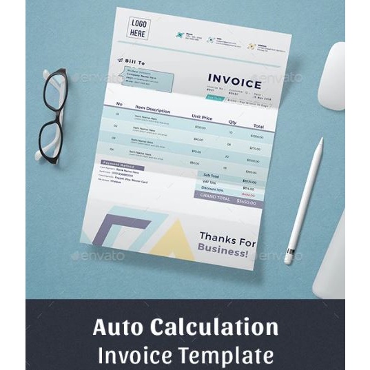 Auto Calculation Invoice Template | Invoice Excel Numbers | Shopee Thailand