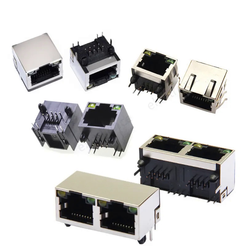 5 ชิ้น 2LED Light RJ45 ซ็อกเก็ต 8P8C หัวคริสตัลสายเคเบิลเครือข่ายตัว ...