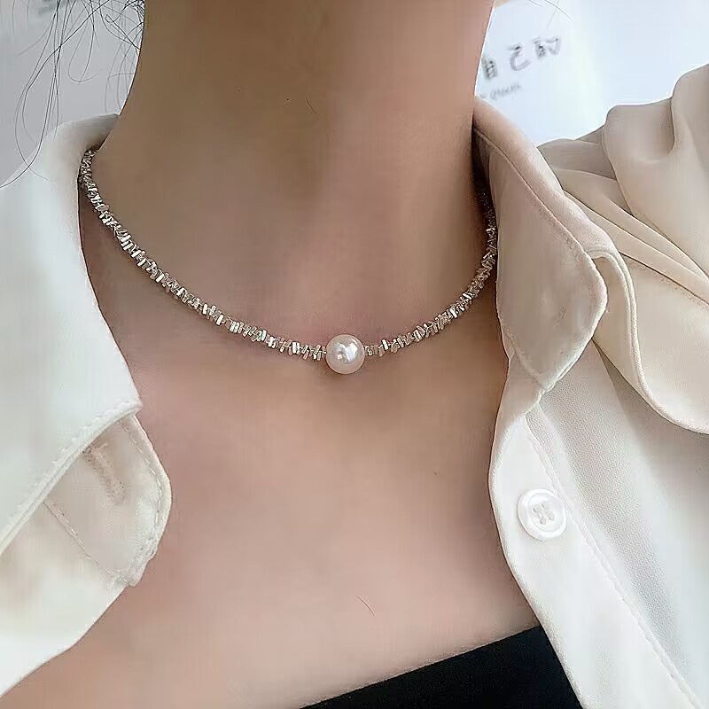 auroral-single-pearl-broken-silver-necklace-necklace-light-extravagant-advanced-design-niche-irregular-clavicle-chain