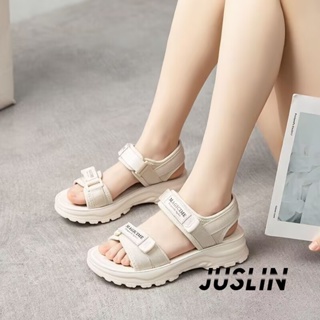 JUSLIN   รองเท้าแตะผู้หญิง ส้นแบน ใส่สบาย สไตล์เกาหลี รองเท้าแฟชั่น 2023 ใหม่  คุณภาพสูง Stylish Unique High quality B98G0J3 37Z230910