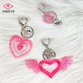 Hwetr Y2K พวงกุญแจ จี้รูปหัวใจน่ารัก สีชมพู สําหรับห้อยกระเป๋า