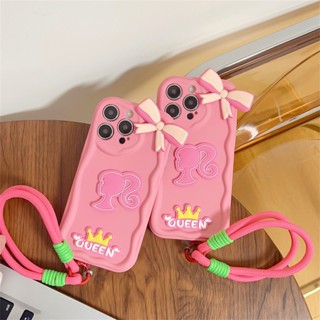 เคสโทรศัพท์มือถือ ลายเจ้าหญิงบาร์บี้ พร้อมสายคล้อง สําหรับ Samsung S21 S22 S23 PLUS ULTAR