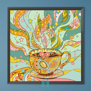 [Acelit.th] ชุดงานจิตรกรรมเม็ดบีด ทรงเพชรกลม รูปถ้วยชา 5D ขนาด 40x40 ซม. สําหรับตกแต่งบ้าน DIY