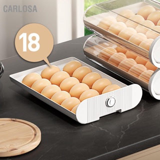 CARLOSA ภาชนะไข่ลิ้นชักประเภทถาดไข่พลาสติกกล่องเก็บสำหรับตู้เย็นตู้เย็นห้องครัวบ้าน