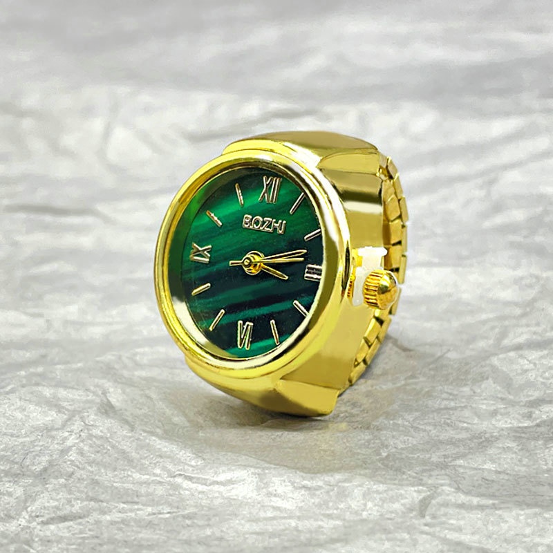 แหวนนาฬิกาข้อมือควอตซ์-พรีเมี่ยม-สีเขียว-กันน้ํา-สไตล์พังก์-วินเทจ-โรมัน