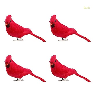 นกคาร์ดินัล ขนนก สีแดงเข้ม สําหรับตกแต่งต้นคริสต์มาส 4 ชิ้น