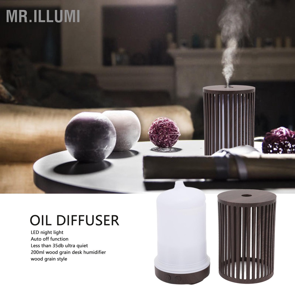 MR.ILLUMI โต๊ะ Humidifier 200ml สีสัน LED ปิดอัตโนมัติความปลอดภัยสูง