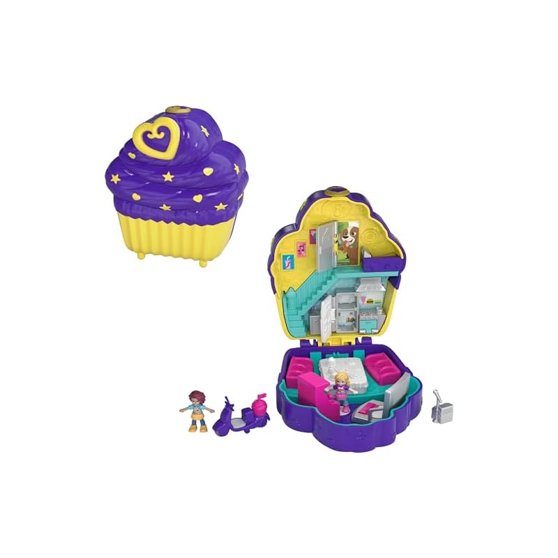 Polly Pocket Süße Träume Cupcake Schatulle - Mit 2 Puppen & 13 Accessoires Für Kinder Ab 4