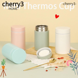 Cherry3 ขวดน้ําร้อน สเตนเลส มีฉนวนกันความร้อน ขนาดเล็ก 260 มล. แบบพกพา สีขาว สําหรับใส่อาหารกลางวัน