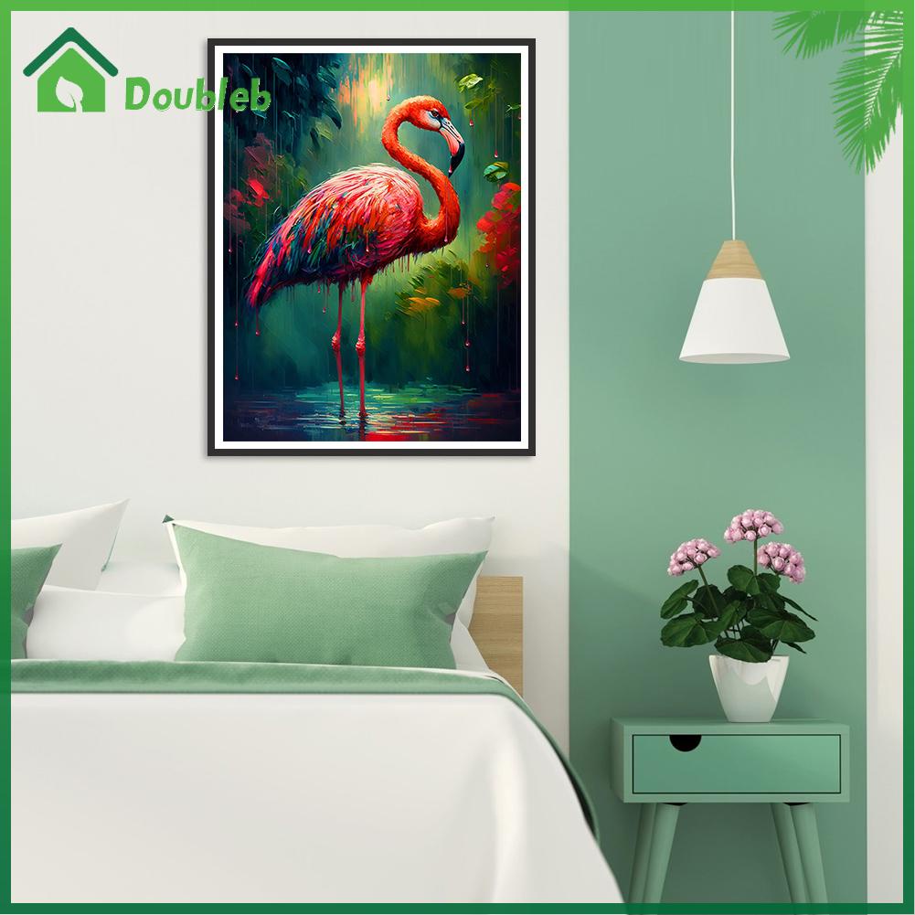 doub-x-ภาพวาดสีน้ํามัน-ตามตัวเลข-รูปนกฟลามิงโก้-ขนาด-40x50-ซม-สําหรับตกแต่งผนังบ้าน-diy