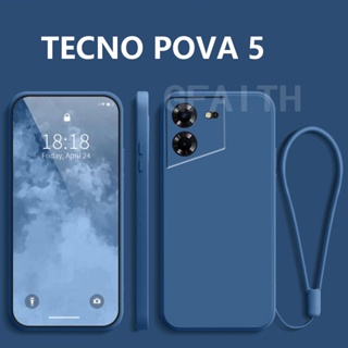 ใหม่ เคสโทรศัพท์มือถือ ซิลิโคนนิ่ม TPU กันกระแทก พร้อมสายคล้องมือ สีพื้น แฟชั่นเรียบง่าย สําหรับ Tecno POVA 5 Tecno Pova5 2023