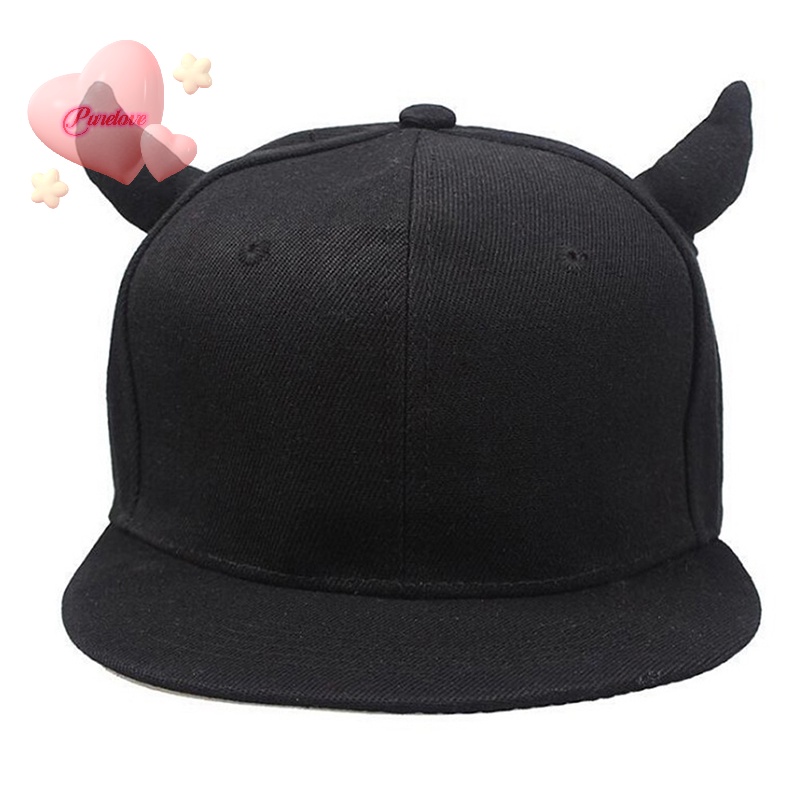 purelove-gt-ใหม่-หมวกเบสบอล-หมวกฮิปฮอป-หมวกปีศาจ-สีดํา-ปรับได้-สําหรับผู้ชาย-ผู้หญิง
