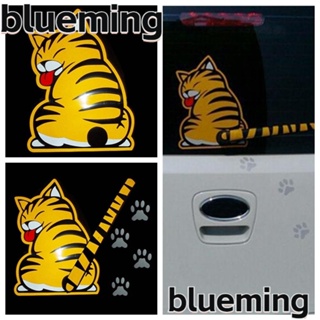 Blueming2 สติกเกอร์ ลายการ์ตูนแมวสีเหลือง กันน้ํา สําหรับติดตกแต่งรถยนต์