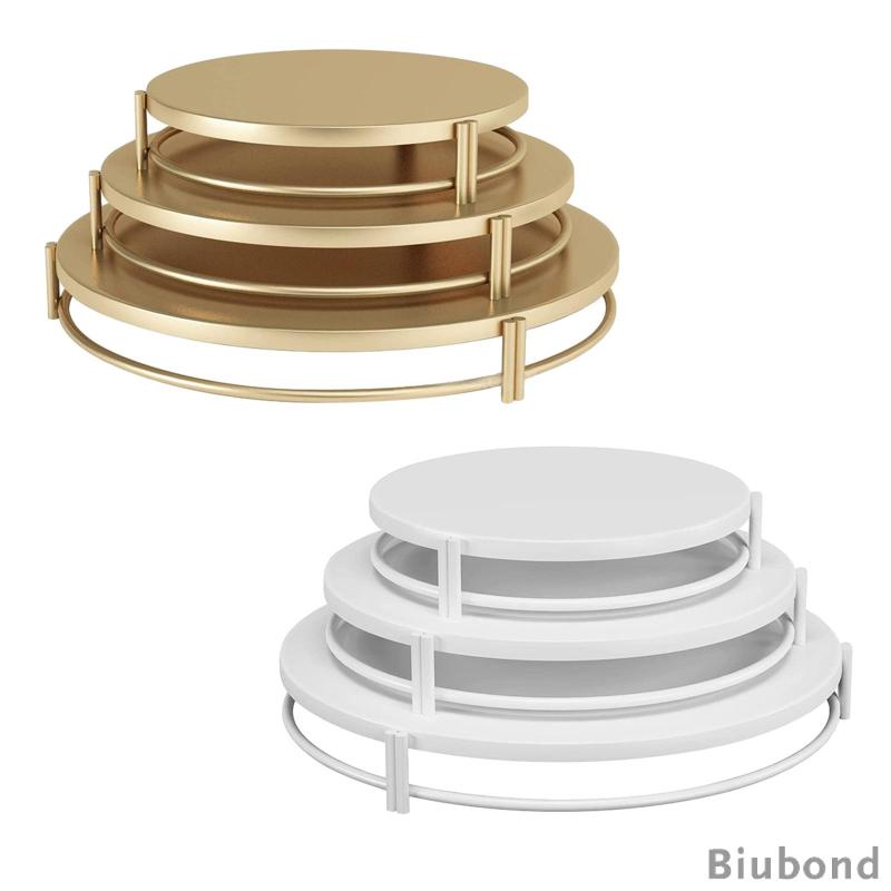 biubond-ถาดเหล็ก-ทรงกลม-เรียบง่าย-สําหรับวางขนมหวาน-เค้ก-3-ชิ้น