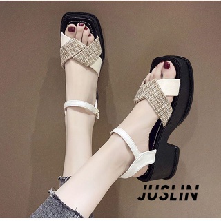 JUSLIN   รองเท้าแตะผู้หญิง ส้นแบน ใส่สบาย สไตล์เกาหลี รองเท้าแฟชั่น 2023 ใหม่  High quality Stylish fashion Beautiful B28G190 37Z230910