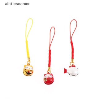 Alittlesearcer กระดิ่งทองแดงนําโชค ลายการ์ตูนแมวนําโชค สไตล์ญี่ปุ่น อุปกรณ์เสริม สําหรับสัตว์เลี้ยง ปลอกคอโทรศัพท์มือถือ