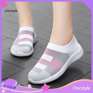 Chicstyle รองเท้าผ้าใบแพลตฟอร์ม พื้นนิ่ม กันลื่น ระบายอากาศ น้ําหนักเบา สําหรับผู้หญิง เดิน 1 คู่