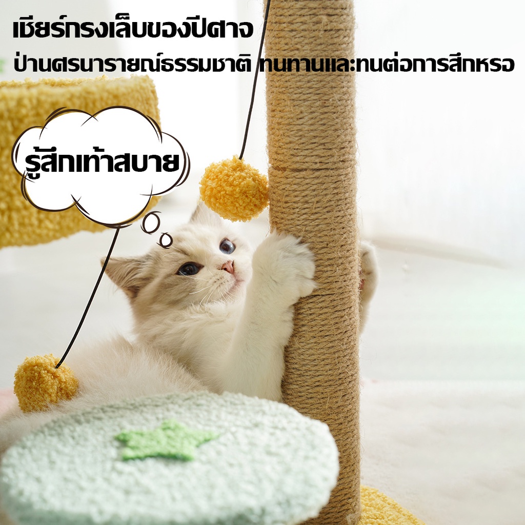 คอนโดแมว-ที่ลับเล็บแมว-ที่นอนแมว-สูง-67-cm-รูปกระบองเพชร-พร้อมเครื่องเล่น-เสาลับเล็บไดโนเสาร์-ของเล่นแมว