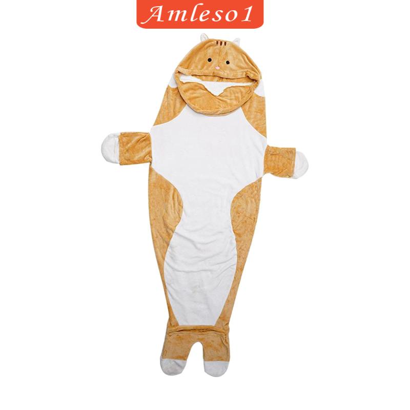 amleso1-ผ้าห่ม-ผ้าสักหลาด-มีฮู้ด-ลายการ์ตูนแมว-สําหรับปาร์ตี้ฮาโลวีน