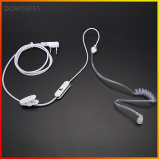 ❤ Domybest หูฟังไมโครโฟน PTT 2 Pin แบบใส คุณภาพสูง สําหรับวิทยุสื่อสาร Baofeng Retevis