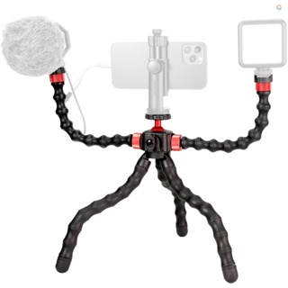 {Fsth} Ulanzi MT-52 ขาตั้งกล้อง รูปปลาหมึก แบบยืดหยุ่น พร้อมแขนต่อขยายคู่ สกรูเมาท์โคลด์ชู 1/4 นิ้ว 360° หัวบอลหมุนได้ รับน้ําหนักได้ 1 กก. สําหรับสมาร์ทโฟน กล้อง Vl