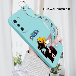 สําหรับ Huawei Nova 10 Pro Nova Y70 Plus เคสโทรศัพท์มือถือซิลิโคน กันกระแทก ป้องกันกล้อง ลายการ์ตูนลูฟี่ พร้อมสายรัดข้อมือ