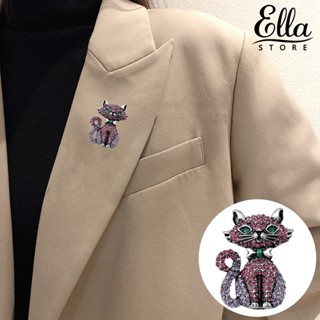 Ellastore123 เข็มกลัดแฟชั่น รูปแมวน่ารัก กันสนิม กันจาง สีชมพู