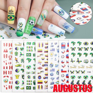 Augustus สติกเกอร์ ลายธงชาติฟุตบอล บราซิล อาร์เจนตินา สําหรับตกแต่งเล็บ DIY