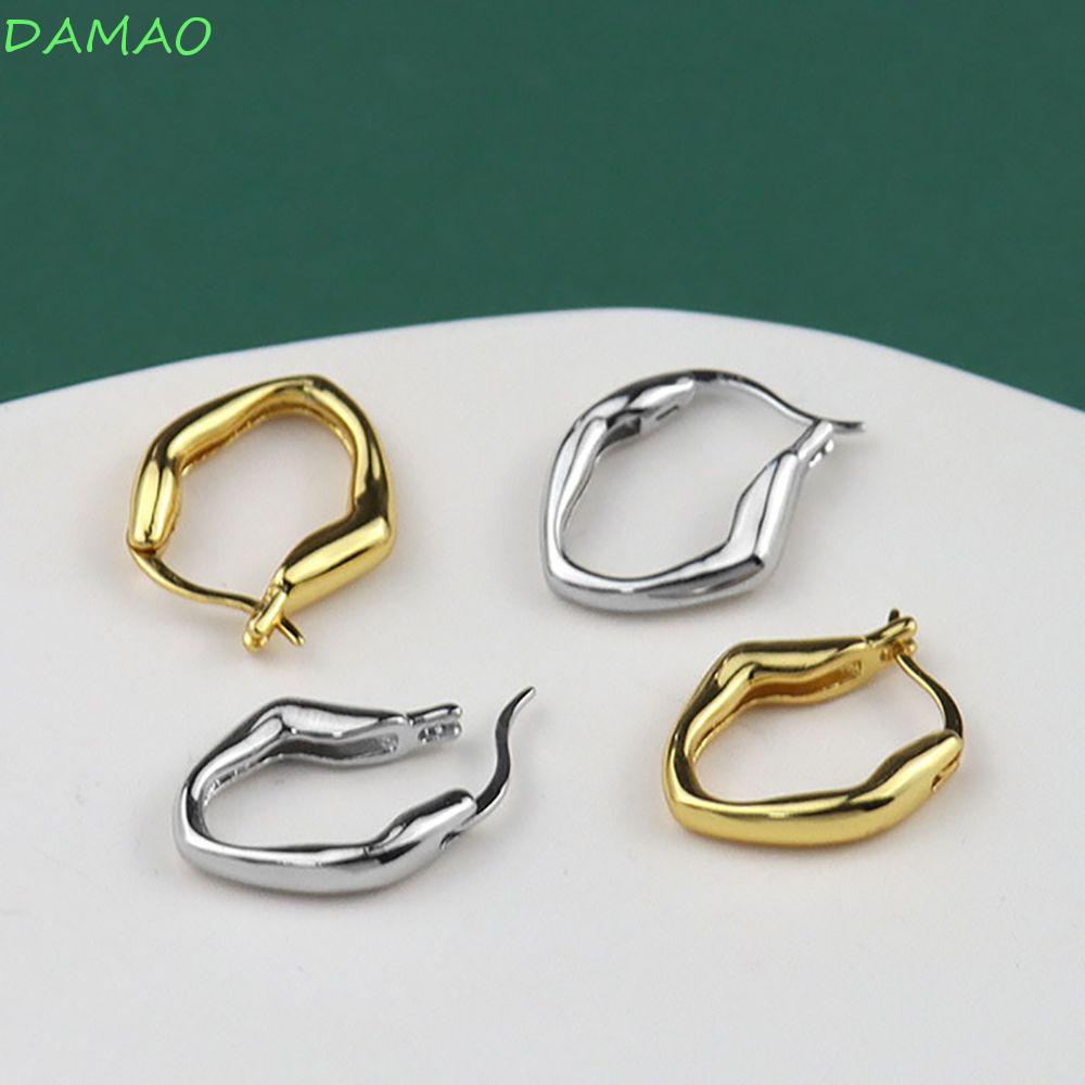 damao-ต่างหูห่วง-อินเทรนด์-มินิมอล-ขนาดเล็ก-ไม่สม่ําเสมอ-สีเงิน-สีทอง-ทองแดง-เครื่องประดับผู้หญิง