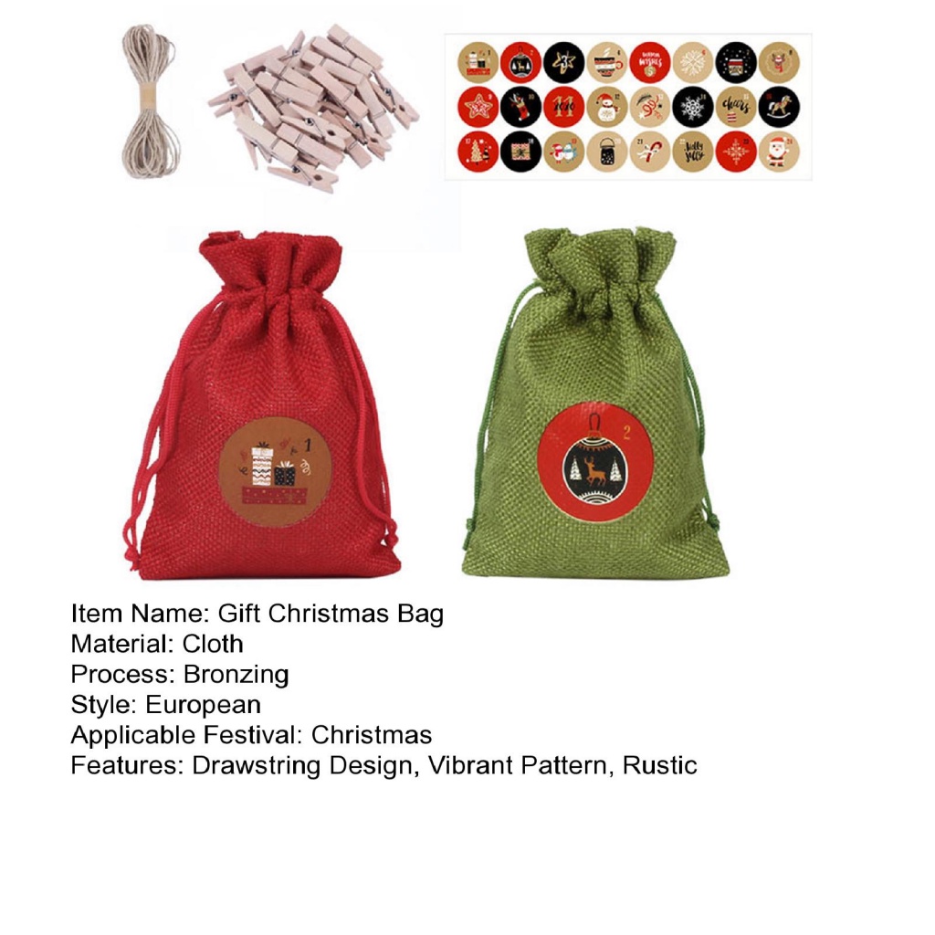 ustuttg-ถุงของขวัญคริสต์มาส-แบบเชือกรูด-ใช้ซ้ําได้-ใช้งานได้นาน-24-ชิ้น