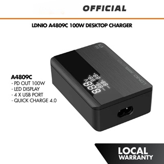 Ldnio อุปกรณ์ชาร์จเดสก์ท็อป 100W A4809C GaN PD เอาท์พุต 100W QC USB 30W A4809Q A-4809 รองรับ PPS SCP FCP