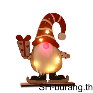 【Buran】ของตกแต่ง รูปการ์ตูนซานตาคลอส มีไฟ LED เรืองแสง สําหรับตกแต่งโต๊ะ เทศกาลคริสต์มาส
