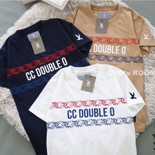 เสื้อยืดงานปัก&amp;งานป้าย CC DOUBLE O ผ้าคอตตอน ทรงตรงใส่ได้ทั้งชาย/หญิง{(SMLXL) No.85}