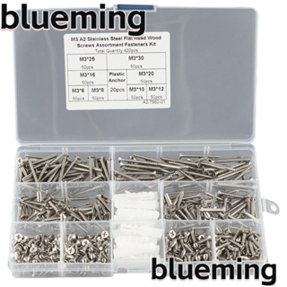Blueming2 ชุดสกรูหัวแบน สเตนเลส M3 สีเงิน สําหรับเฟอร์นิเจอร์ 420 ชิ้น