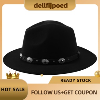 【dellfijpoed】หมวกคาวบอย ปีกกว้าง สไตล์ตะวันตก แฟชั่นสําหรับผู้ชาย และผู้หญิง (สีดํา)