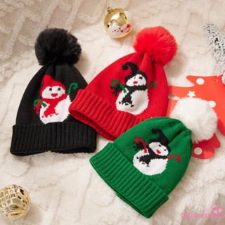 หมวกบีนนี่ ผ้าวูลถัก ลายสโนว์แมนน่ารัก ให้ความอบอุ่น เหมาะกับฤดูหนาว คริสต์มาส สําหรับเด็กทารก