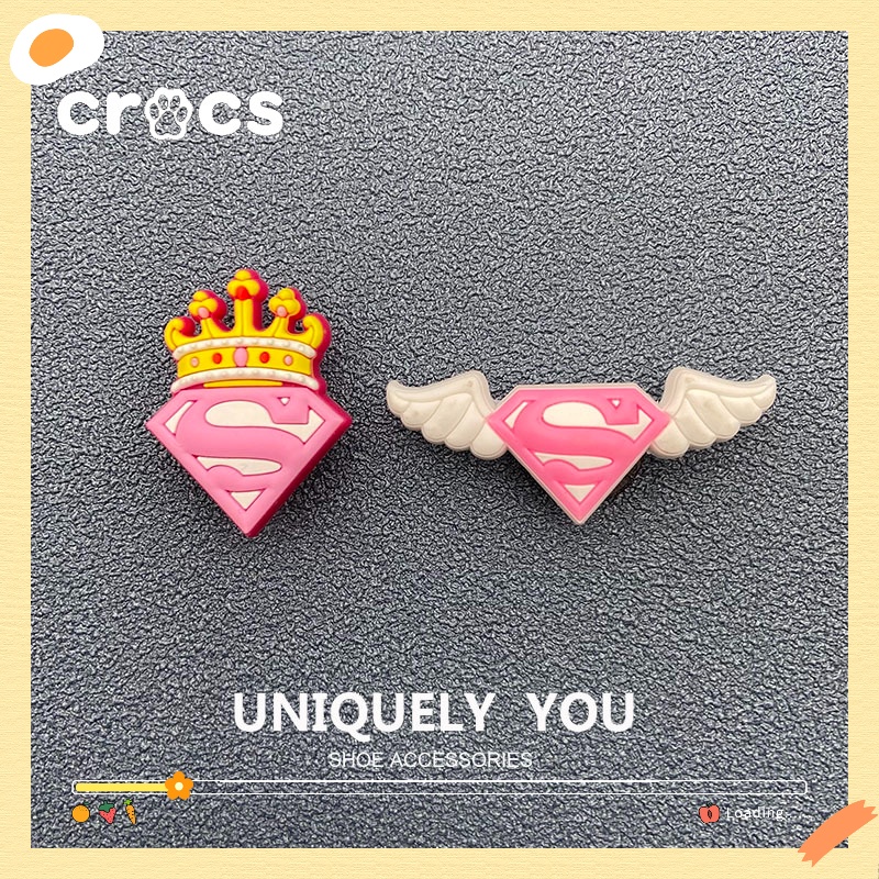 crocs-jibbitz-crown-wings-superman-รองเท้าแตะลําลอง-ลายการ์ตูนโลโก้ดอกไม้น่ารัก-สไตล์เกาหลี