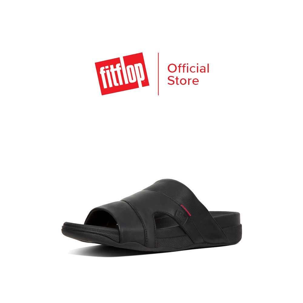 fitflop-freeway-pool-slide-in-leather-รองเท้าแตะแบบสวมผู้ชาย-รุ่น-l66-001-สี-black