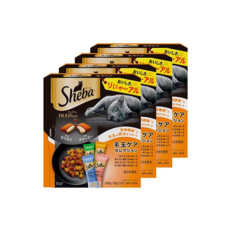 Sheba Duo Plus Cat Food, Furball Care Selection for Adult Cats, 200g x