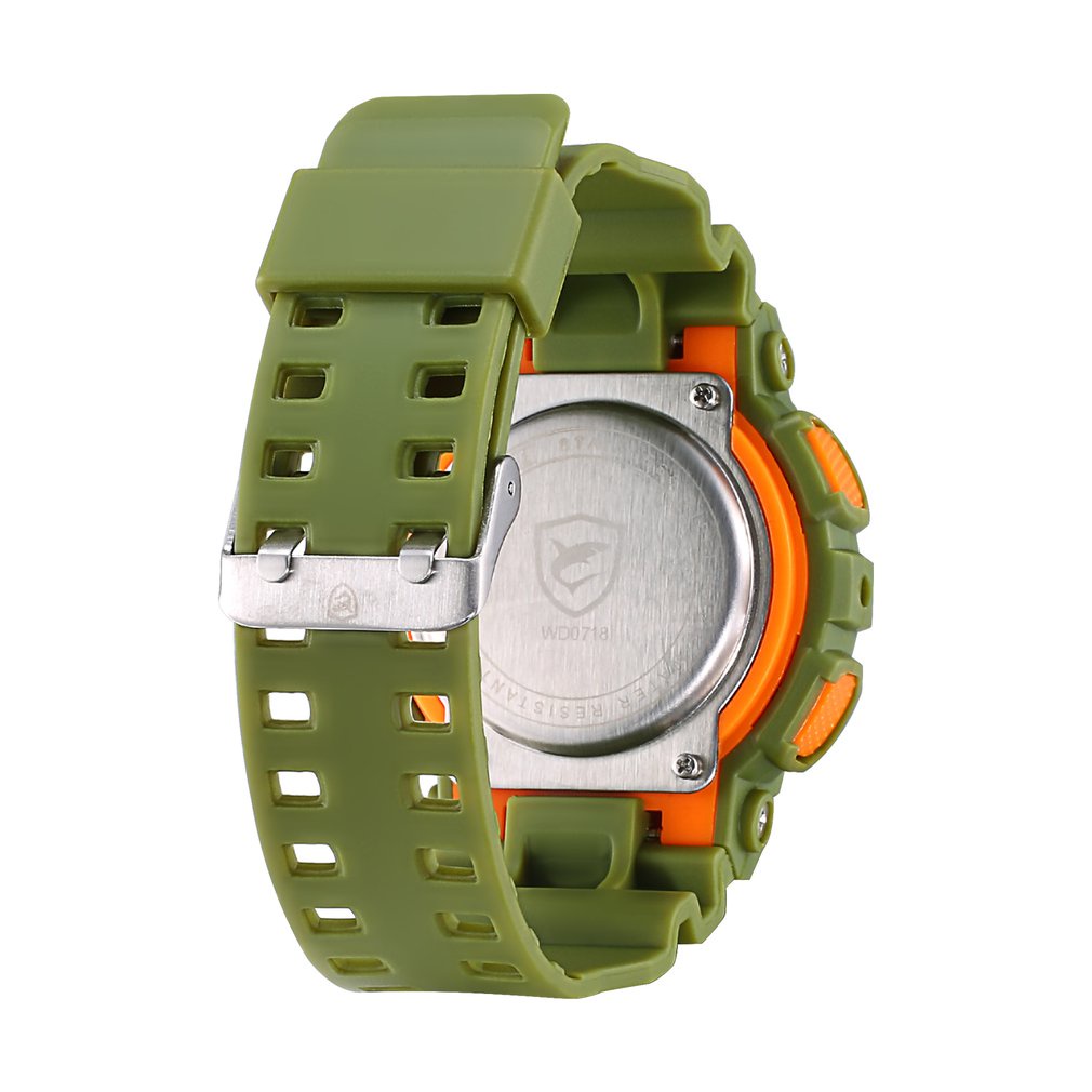 นาฬิกาข้อมือควอทซ์-หน้าปัดสีดํา-สีเขียว