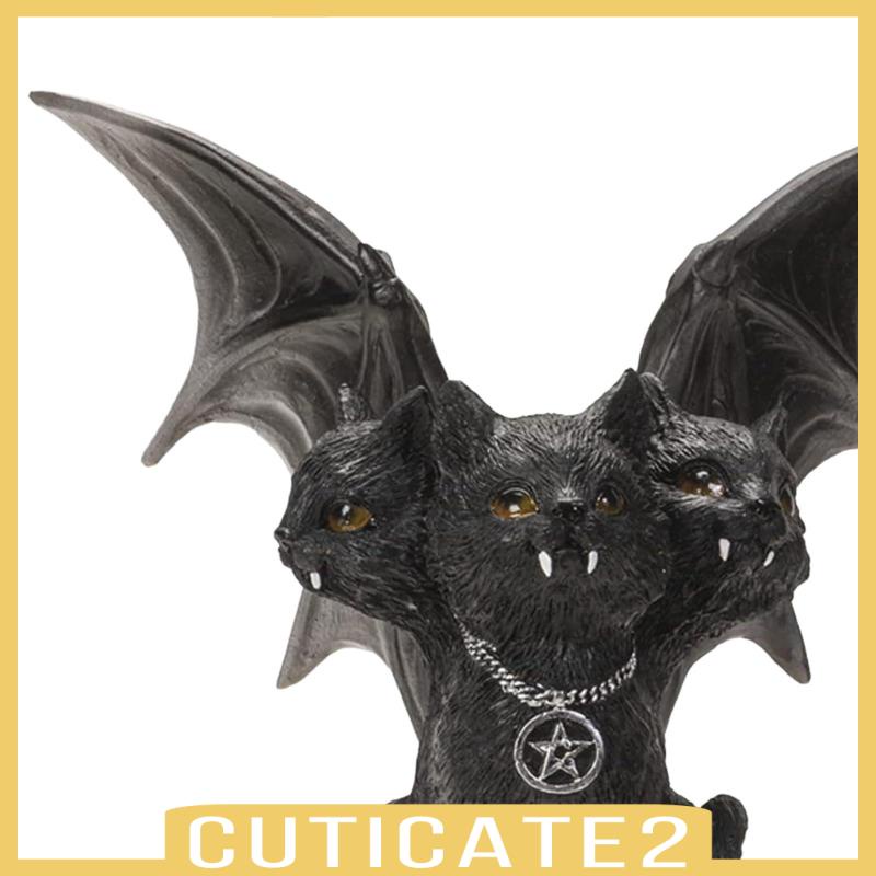 cuticate2-ฟิกเกอร์รูปปั้นแมวชั่วร้าย-สีดํา-สามหัว-สําหรับตกแต่งห้อง-ฮาโลวีน-ร้านอาหาร