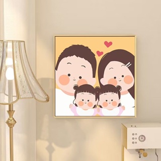 สติกเกอร์ติดผนัง ภาพวาดครอบครัวสามครอบครัวน่ารัก ไร้กรอบ ของขวัญ สไตล์นอร์ดิก สําหรับตกแต่งบ้าน ห้องนั่งเล่น ห้องนอน
