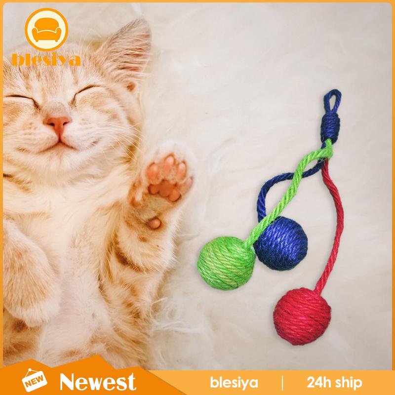 blesiya-ของเล่นลูกบอลเชือกป่านศรนารายณ์-แบบแขวน-สุ่มสี-สําหรับสัตว์เลี้ยง-แมว