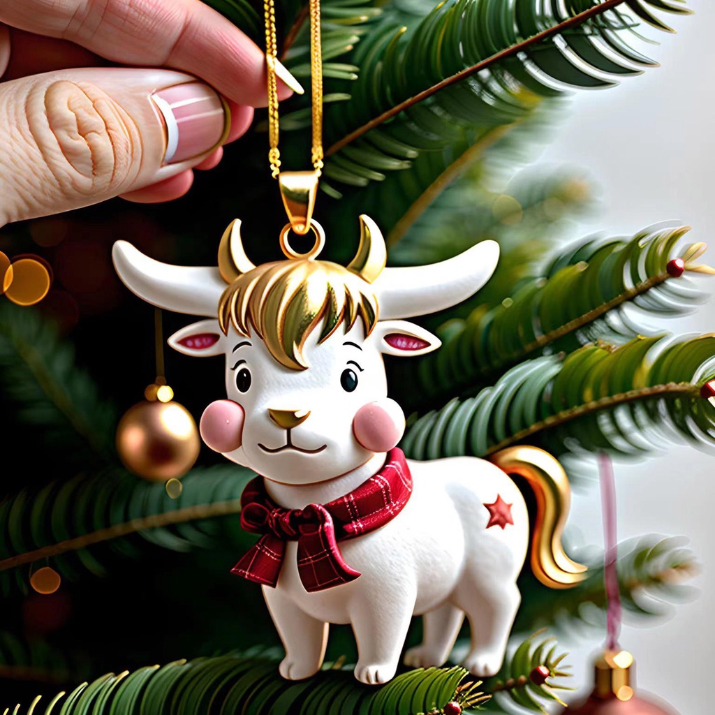 จี้รูปการ์ตูนวัวน่ารัก-สะดุดตา-สําหรับตกแต่งบ้าน-ต้นคริสต์มาส