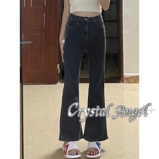 Crystal กางเกงขายาว กางเกงยีสน์ผู้หญิง ทรงหลวม ๆ ตรง Retro Hip Hop Pants 2023 NEW Style WNK239067B 37Z230911