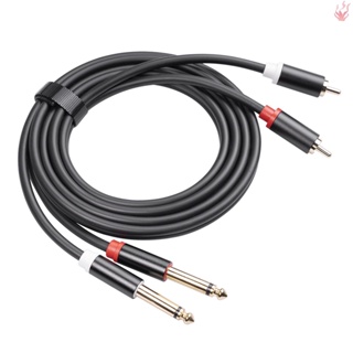 Y-dual สายเคเบิลเชื่อมต่อเสียง TS เป็น Dual RCA ตัวผู้ 2×6.35 มม. TS เป็น 2 RCA ตัวผู้ 5 ฟุต 1/4 นิ้ว