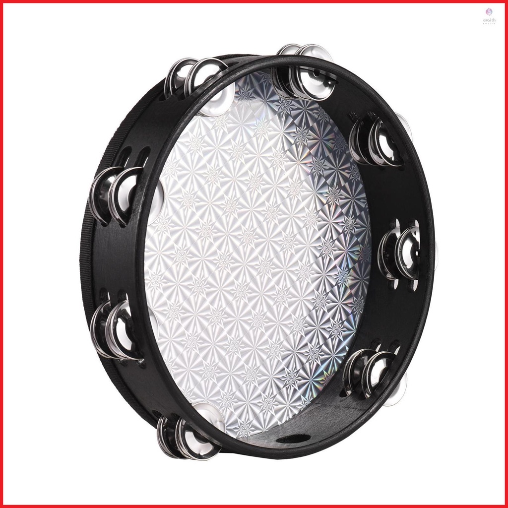 Handheld Tambourine with Double Row Jingles 8Inch Radiant Hand Drum