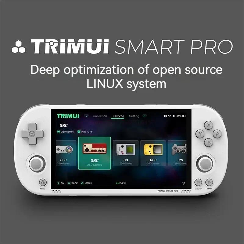 Trimui Smart Pro เครื่องเล่นเกมคอนโซล แบบมือถือ หน้าจอ 4.96 นิ้ว Ips ระบบ